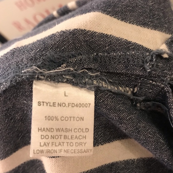 Mahina Blue and White Striped Button Up V - Neck Sleeveless Dress - Picture 7 of 8